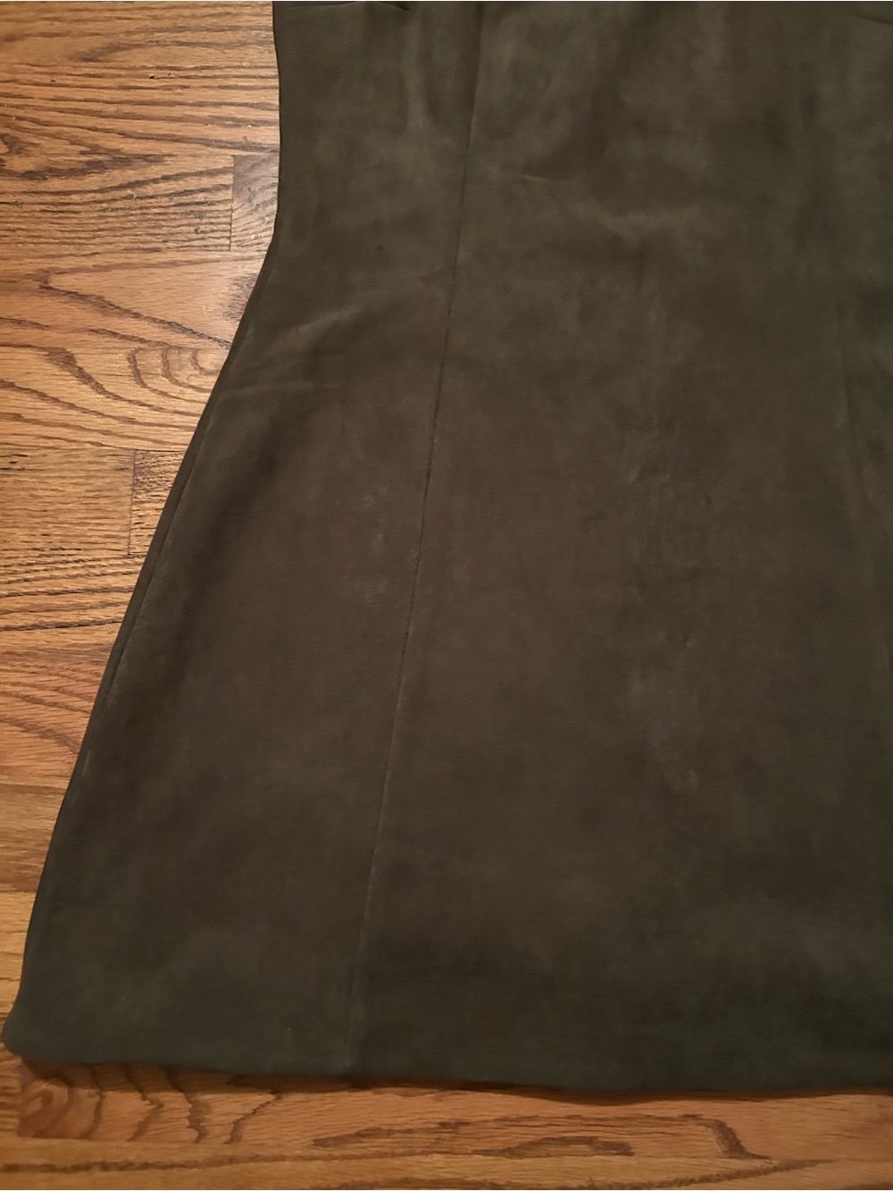 Sofie the Label Women’s Sz M Faux Suede Dark Olive Green A-Line Dress - Picture 3 of 11